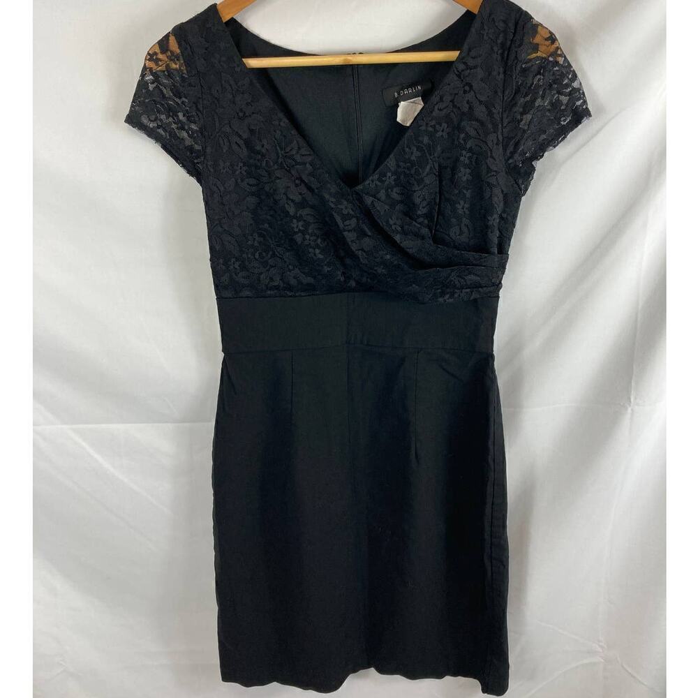 B Darlin Lace Top Short Sleeve V Neck Dress 9/10